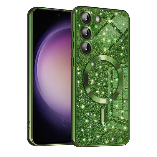 Θήκη MagSafe για Samsung Galaxy S23 S911, Techsuit, Luxury Glitter, Σκούρο Πράσινο