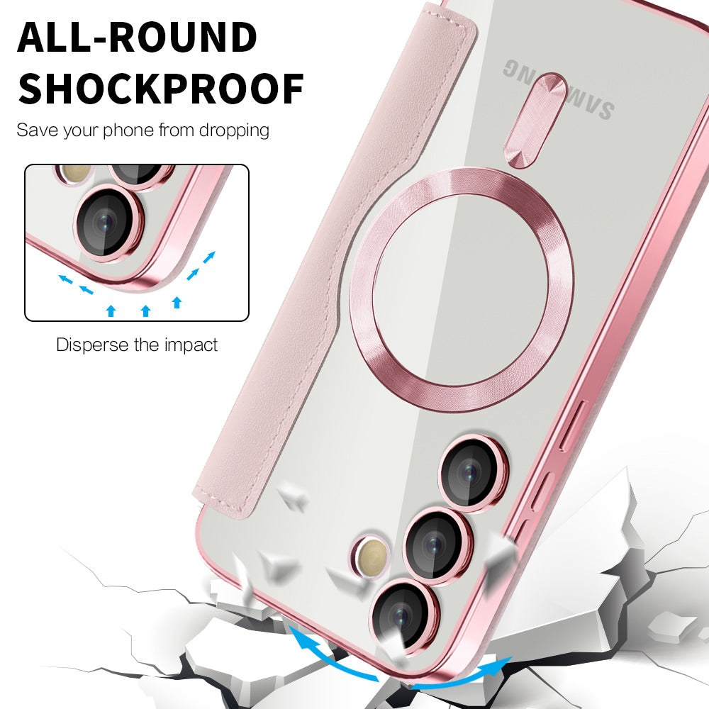 MagSafe Case for Samsung Galaxy S23 S911, Techsuit, SmartMag Book, Pink