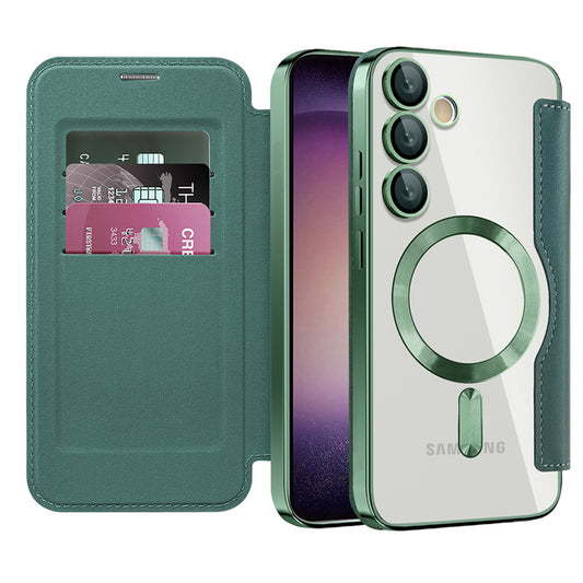 Θήκη MagSafe για Samsung Galaxy S23 S911, Techsuit, SmartMag Book, Πράσινο