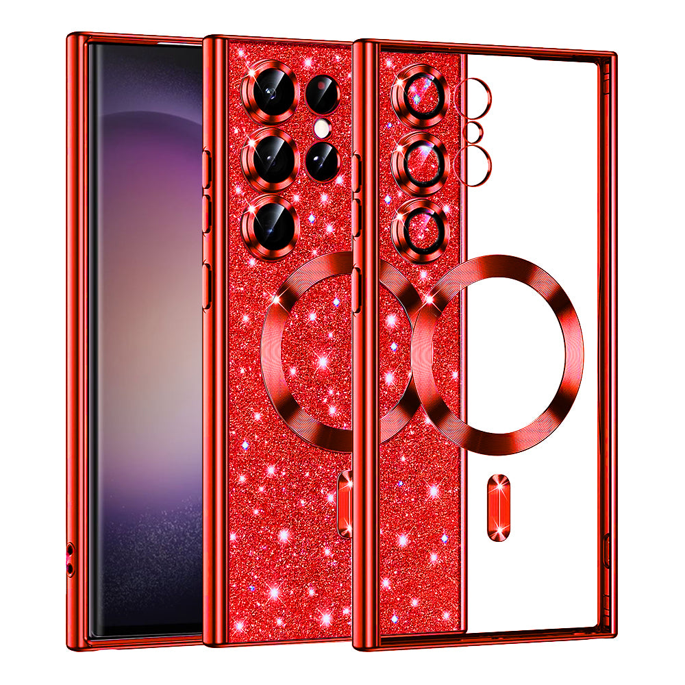 Θήκη MagSafe για Samsung Galaxy S23 Ultra S918, Techsuit, Luxury Glitter, Κόκκινο