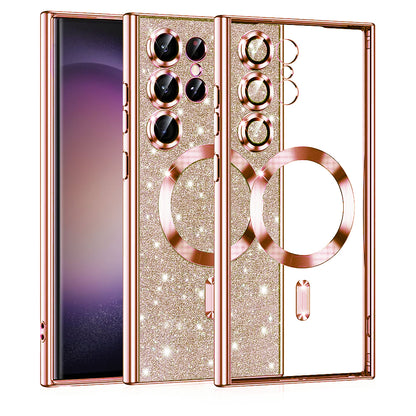 Θήκη MagSafe για Samsung Galaxy S23 Ultra S918, Techsuit, Luxury Glitter, Ροζ Χρυσό