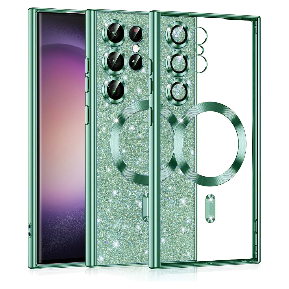 Θήκη MagSafe για Samsung Galaxy S23 Ultra S918, Techsuit, Luxury Glitter, Ανοιχτό Πράσινο