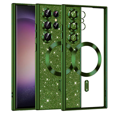 Θήκη MagSafe για Samsung Galaxy S23 Ultra S918, Techsuit, Luxury Glitter, Σκούρο Πράσινο