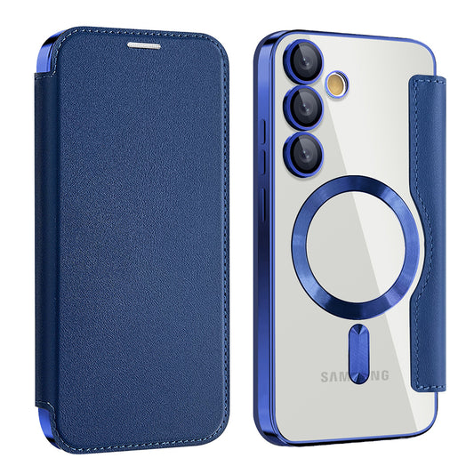 Θήκη MagSafe για Samsung Galaxy S24 FE S721, Techsuit, SmartMag Book, Μπλε