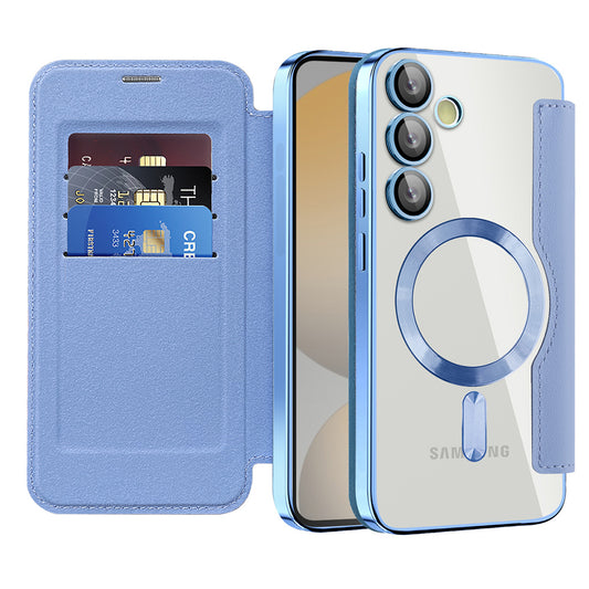 Θήκη MagSafe για Samsung Galaxy S24 FE S721, Techsuit, SmartMag Book, Μπλε