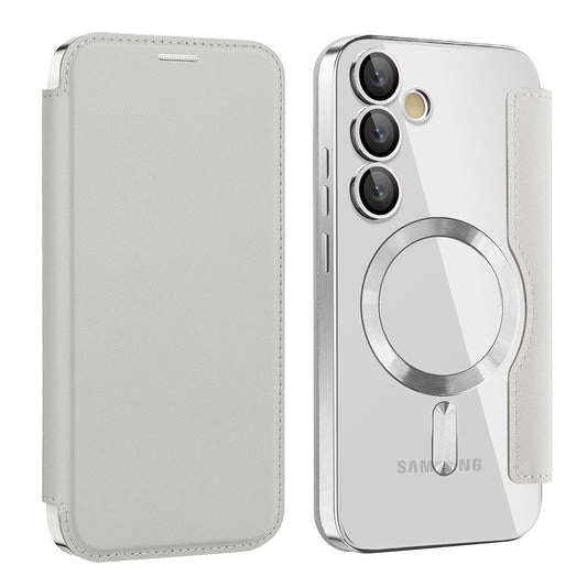 Θήκη MagSafe για Samsung Galaxy S24 FE S721, Techsuit, SmartMag Book, Γκρι