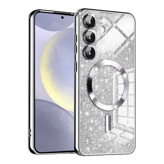 Θήκη MagSafe για Samsung Galaxy S24+ S926, Techsuit, Luxury Glitter, Ασημί