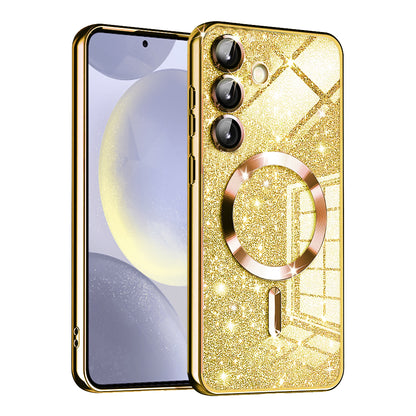 Θήκη MagSafe για Samsung Galaxy S24+ S926, Techsuit, Luxury Glitter, Χρυσή