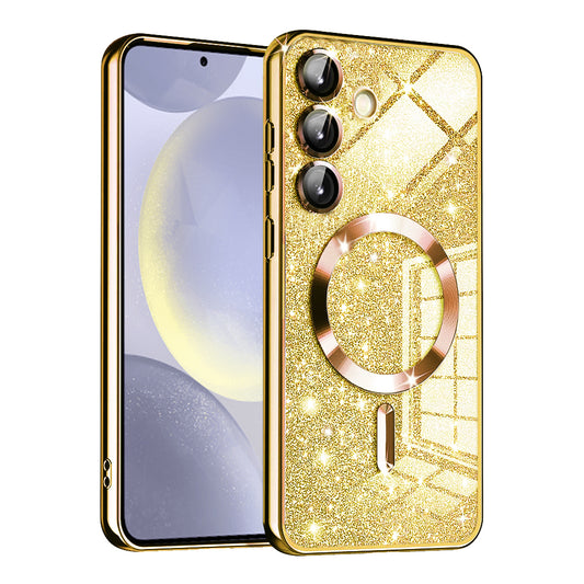 Θήκη MagSafe για Samsung Galaxy S24+ S926, Techsuit, Luxury Glitter, Χρυσή