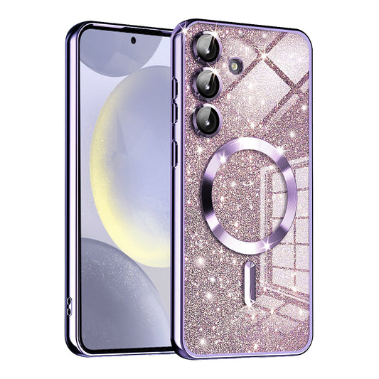 Θήκη MagSafe για Samsung Galaxy S24+ S926, Techsuit, Luxury Glitter, Ανοιχτό Μωβ