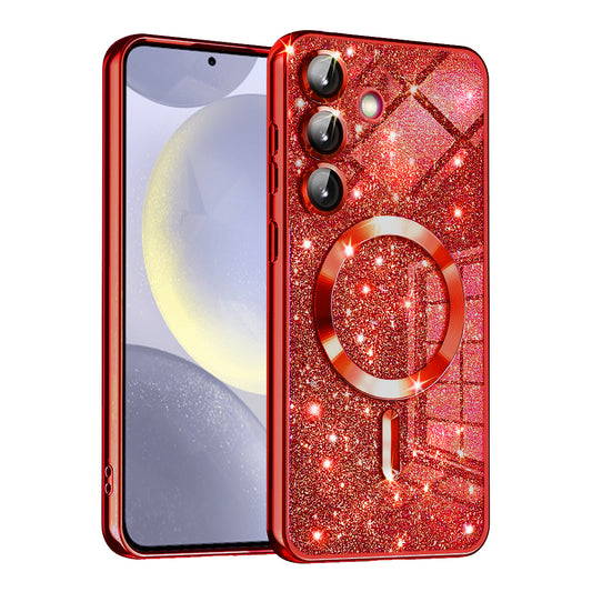 Θήκη MagSafe για Samsung Galaxy S24+ S926, Techsuit, Luxury Glitter, Κόκκινη