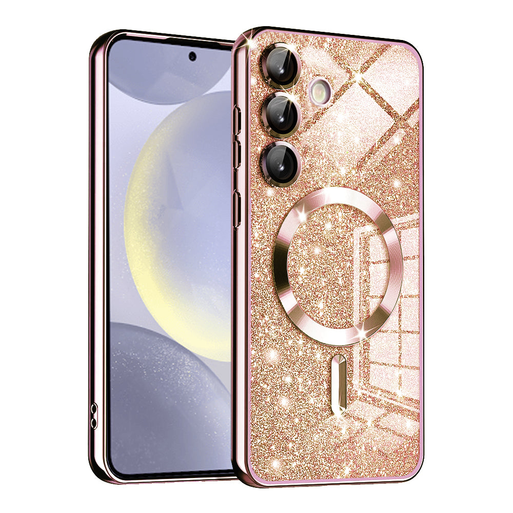Θήκη MagSafe για Samsung Galaxy S24+ S926, Techsuit, Luxury Glitter, Ροζ Χρυσό