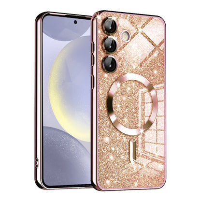 Θήκη MagSafe για Samsung Galaxy S24+ S926, Techsuit, Luxury Glitter, Ροζ Χρυσό
