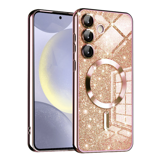 Θήκη MagSafe για Samsung Galaxy S24+ S926, Techsuit, Luxury Glitter, Ροζ Χρυσό