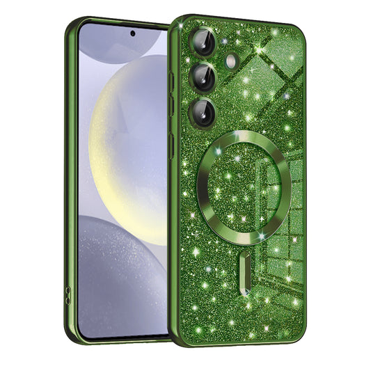 Θήκη MagSafe για Samsung Galaxy S24+ S926, Techsuit, Luxury Glitter, Σκούρο Πράσινο