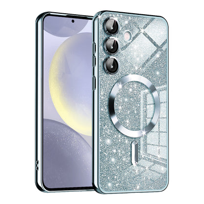 Θήκη MagSafe για Samsung Galaxy S24 S921, Techsuit, Luxury Glitter, Μπλε