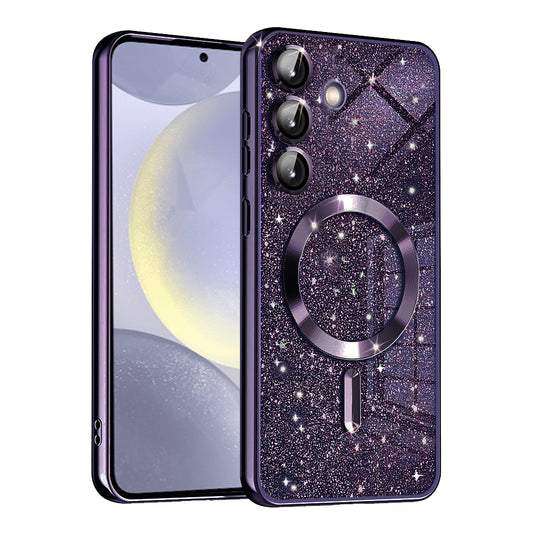 Θήκη MagSafe για Samsung Galaxy S24 S921, Techsuit, Luxury Glitter, Σκούρο Μωβ