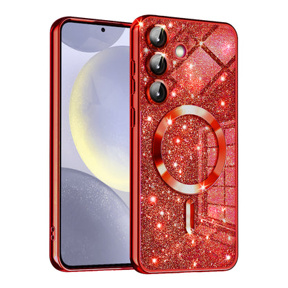 Θήκη MagSafe για Samsung Galaxy S24 S921, Techsuit, Luxury Glitter, Κόκκινο