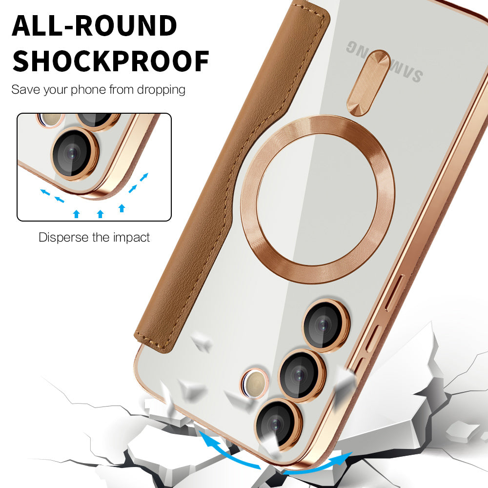 Θήκη MagSafe για Samsung Galaxy S24 S921, Techsuit, SmartMag Book, Καφέ