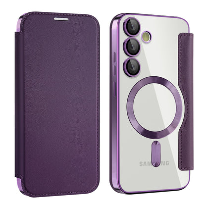 MagSafe Case for Samsung Galaxy S24 S921, Techsuit, SmartMag Book, Purple