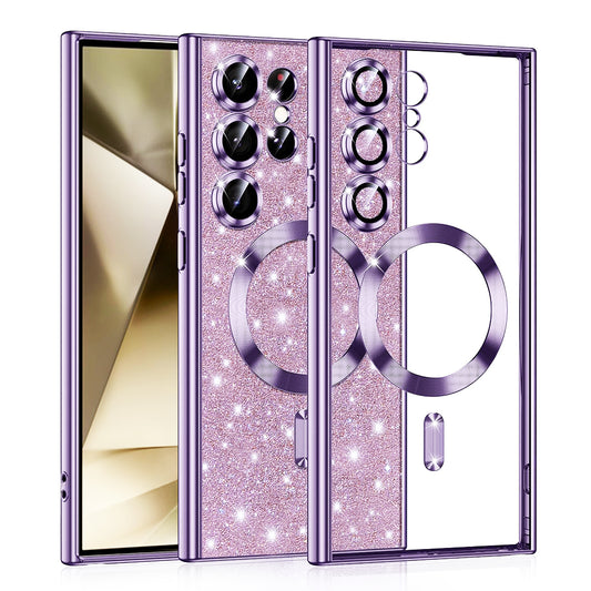 Θήκη MagSafe για Samsung Galaxy S24 Ultra S928, Techsuit, Luxury Glitter, Ανοιχτό Μωβ
