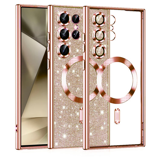 Θήκη MagSafe για Samsung Galaxy S24 Ultra S928, Techsuit, Luxury Glitter, Ροζ Χρυσό