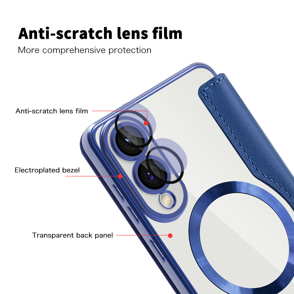 Θήκη MagSafe για Samsung Galaxy S25 Edge S937, Techsuit, SmartMag Book, Μπλε
