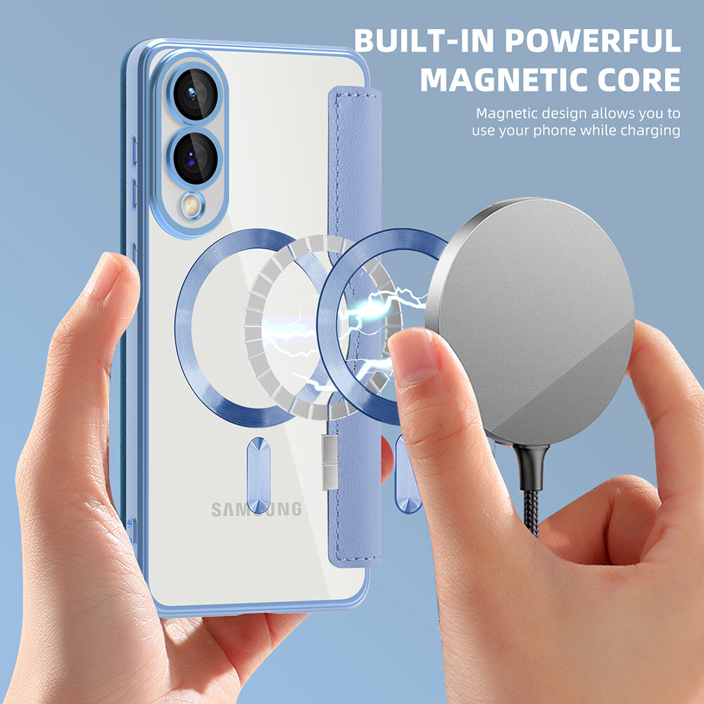 Θήκη MagSafe για Samsung Galaxy S25 Edge S937, Techsuit, SmartMag Book, Μπλε
