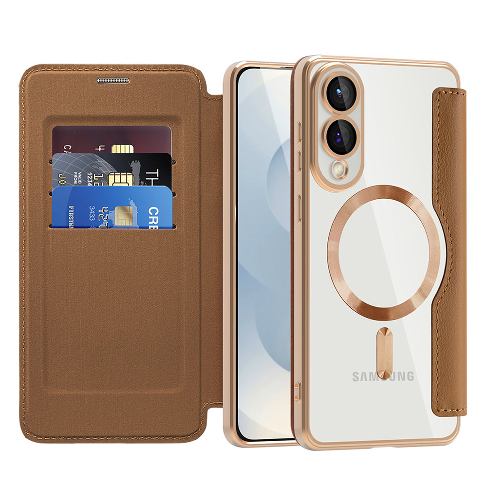 Θήκη MagSafe για Samsung Galaxy S25 Edge S937, Techsuit, SmartMag Book, Καφέ
