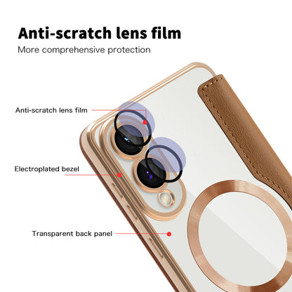Θήκη MagSafe για Samsung Galaxy S25 Edge S937, Techsuit, SmartMag Book, Καφέ