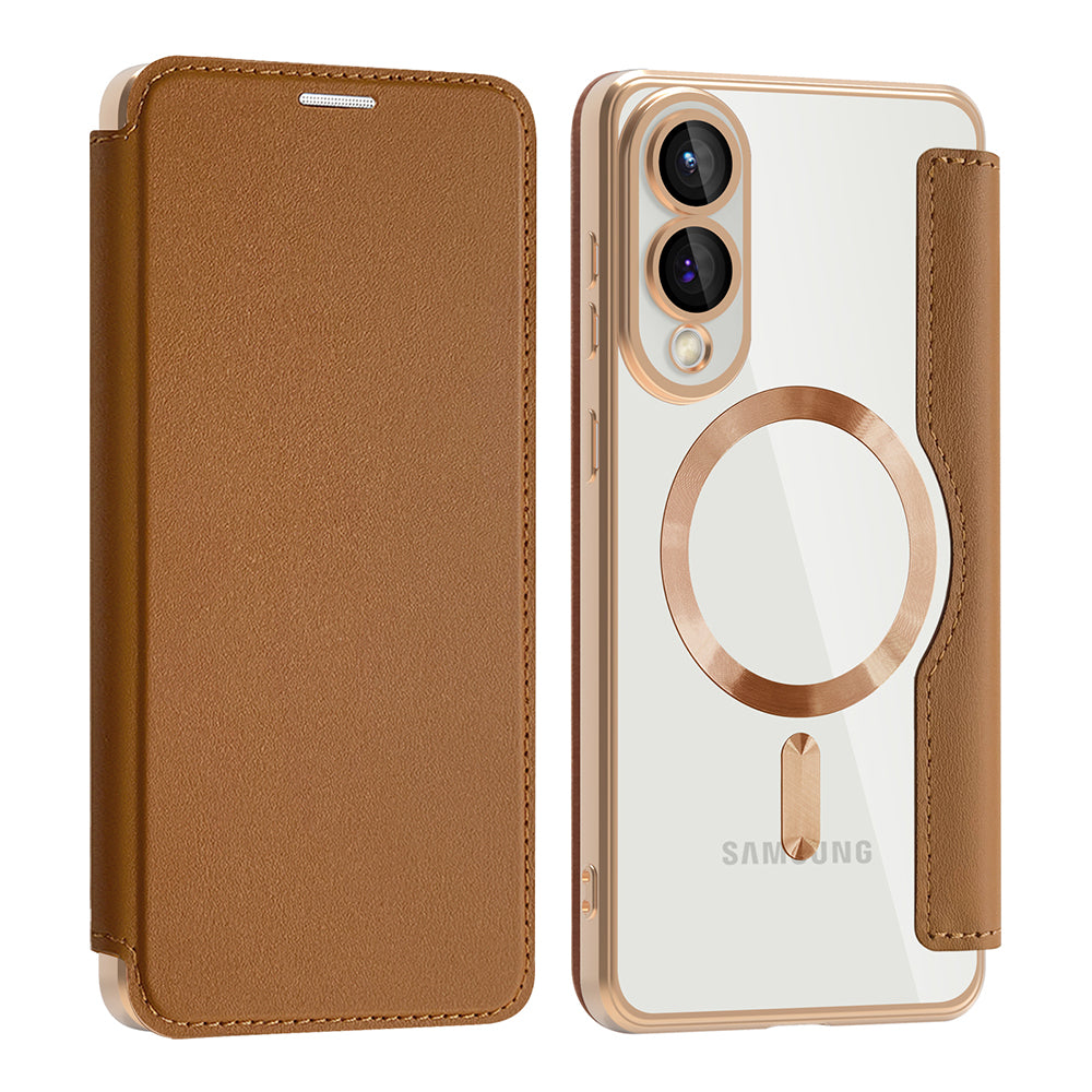 Θήκη MagSafe για Samsung Galaxy S25 Edge S937, Techsuit, SmartMag Book, Καφέ