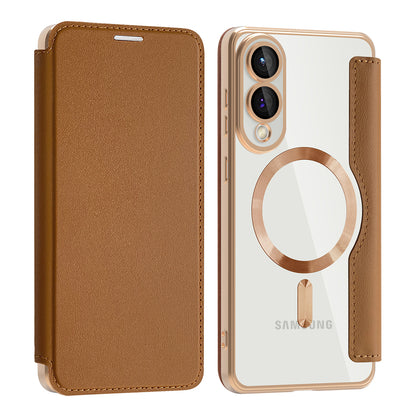 Θήκη MagSafe για Samsung Galaxy S25 Edge S937, Techsuit, SmartMag Book, Καφέ