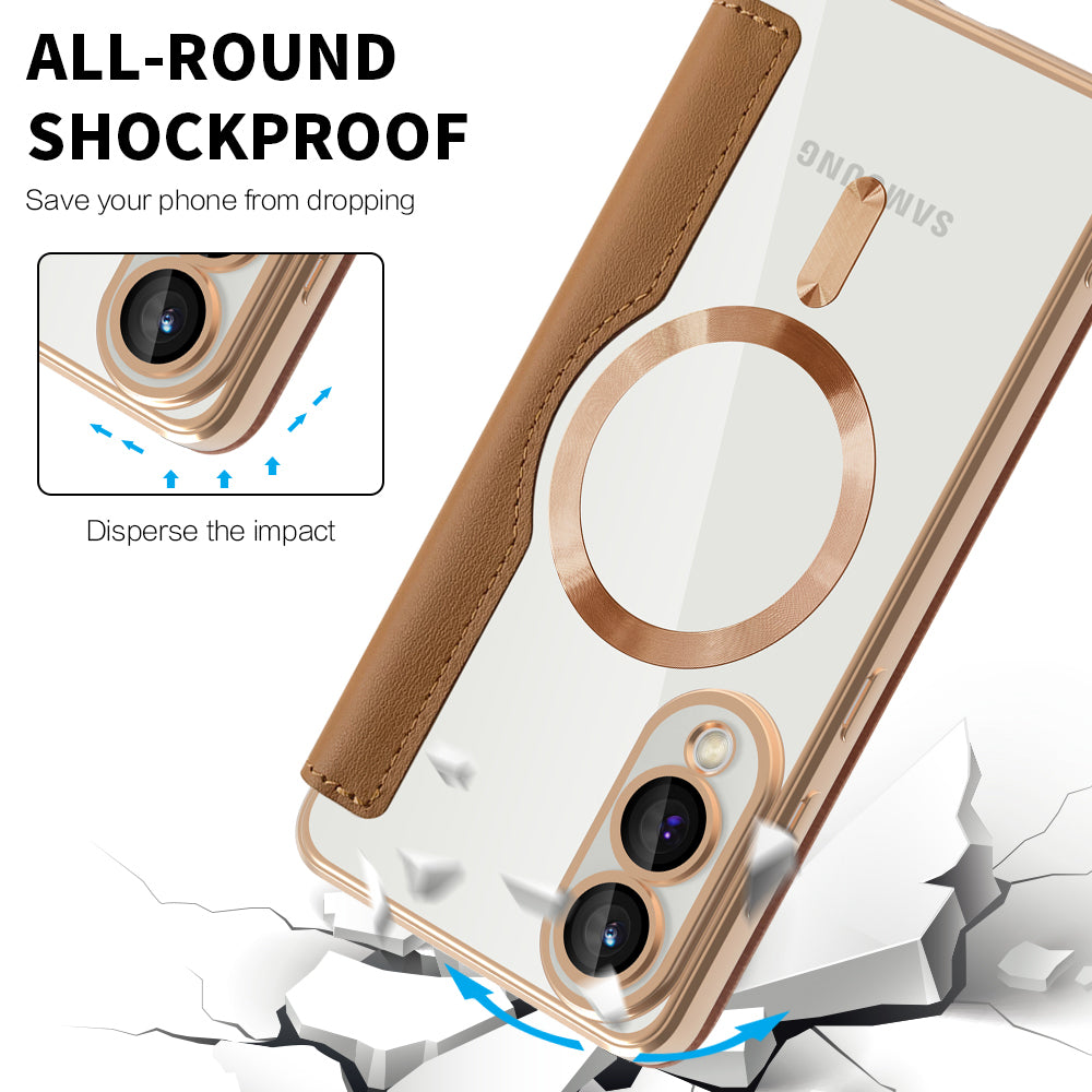 Θήκη MagSafe για Samsung Galaxy S25 Edge S937, Techsuit, SmartMag Book, Καφέ