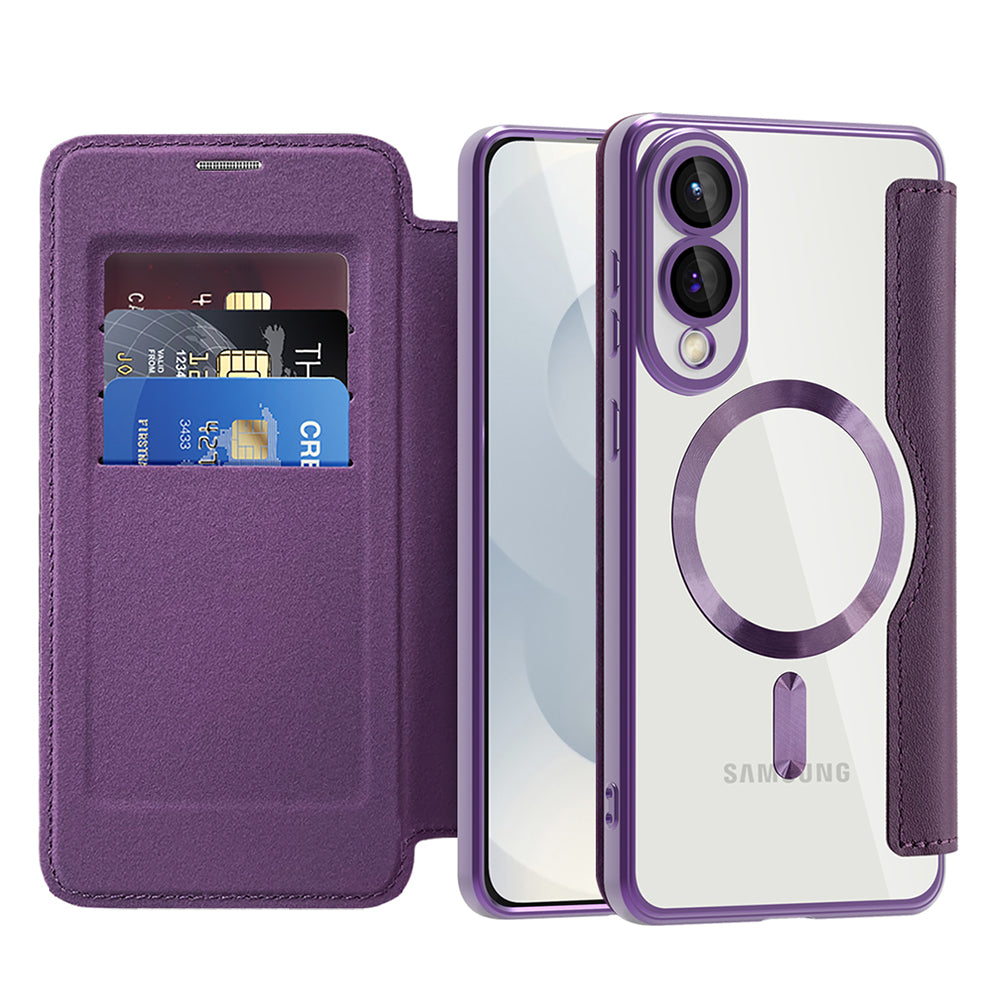 Θήκη MagSafe για Samsung Galaxy S25 Edge S937, Techsuit, SmartMag Book, Μωβ