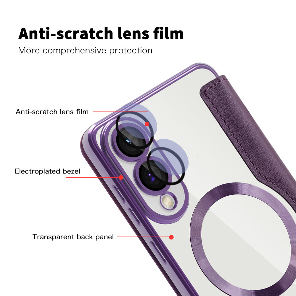 Θήκη MagSafe για Samsung Galaxy S25 Edge S937, Techsuit, SmartMag Book, Μωβ