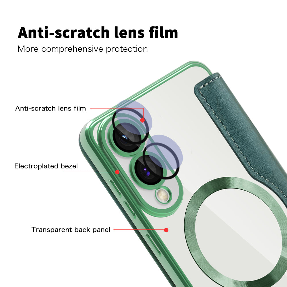 Θήκη MagSafe για Samsung Galaxy S25 Edge S937, Techsuit, SmartMag Book, Πράσινο