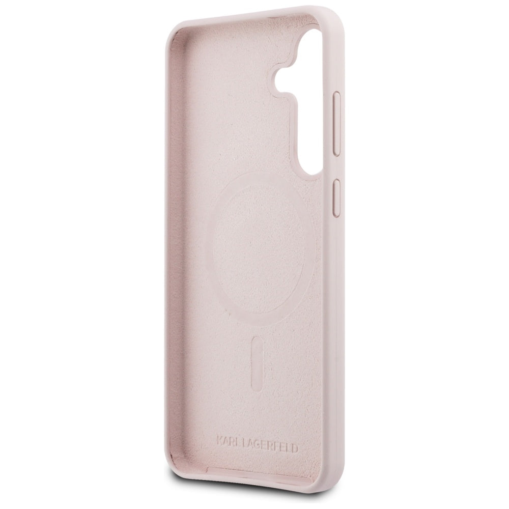 Θήκη MagSafe για Samsung Galaxy S25 FE, Karl Lagerfeld, Σιλικόνη Karl & Choupette's Heads, Ροζ