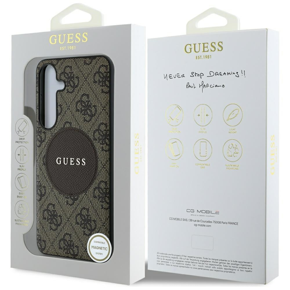 Θήκη MagSafe για Samsung Galaxy S25+ S936, Guess, 4G Circle Classic Logo, Καφέ