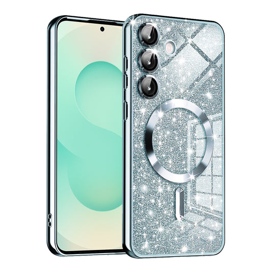 Θήκη MagSafe για Samsung Galaxy S25+ S936, Techsuit, Luxury Glitter, Μπλε