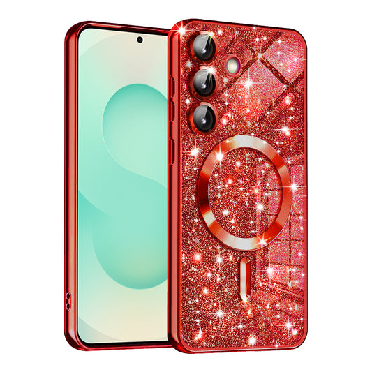 Θήκη MagSafe για Samsung Galaxy S25+ S936, Techsuit, Luxury Glitter, Κόκκινο
