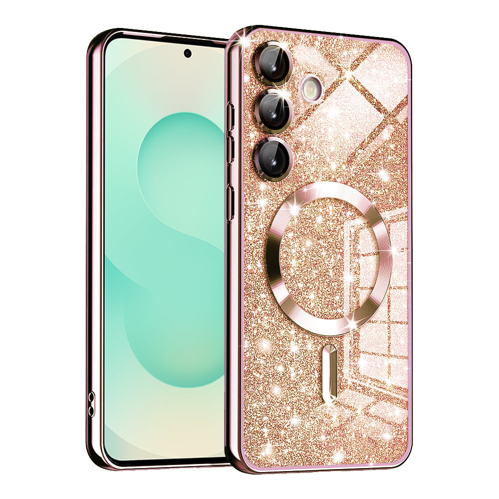 Θήκη MagSafe για Samsung Galaxy S25+ S936, Techsuit, Luxury Glitter, Ροζ Χρυσό