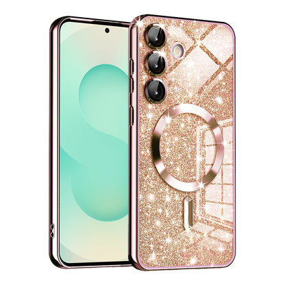 Θήκη MagSafe για Samsung Galaxy S25+ S936, Techsuit, Luxury Glitter, Ροζ Χρυσό