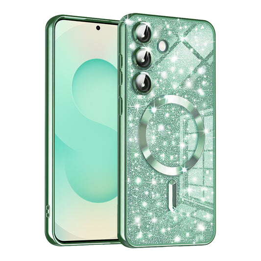 Θήκη MagSafe για Samsung Galaxy S25+ S936, Techsuit, Luxury Glitter, Ανοιχτό Πράσινο