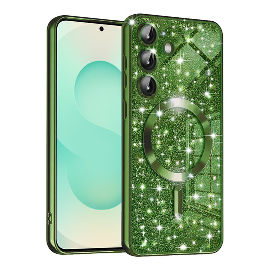 Θήκη MagSafe για Samsung Galaxy S25+ S936, Techsuit, Luxury Glitter, Σκούρο Πράσινο
