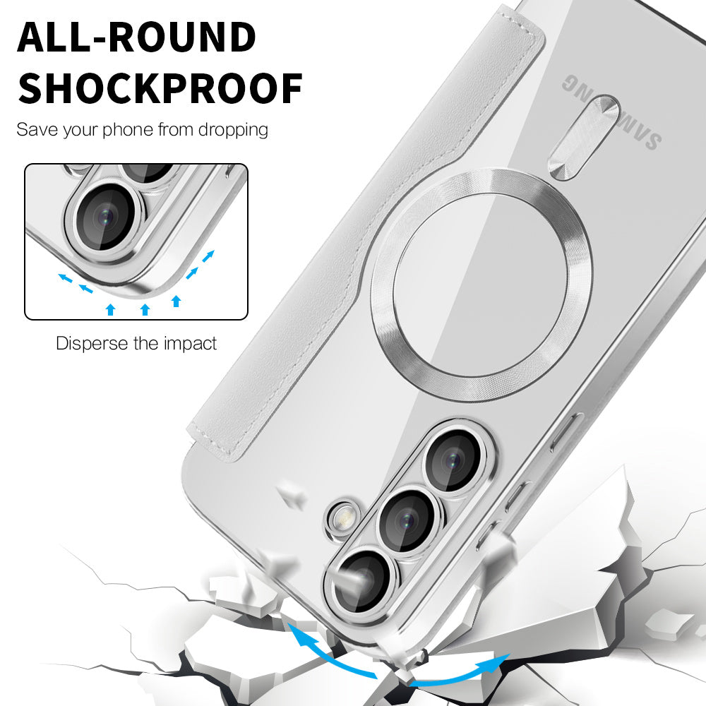 MagSafe Case for Samsung Galaxy S25+ S936, Techsuit, SmartMag Book, Gray