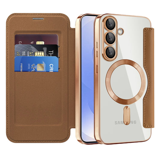Θήκη MagSafe για Samsung Galaxy S25+ S936, Techsuit, SmartMag Book, Καφέ