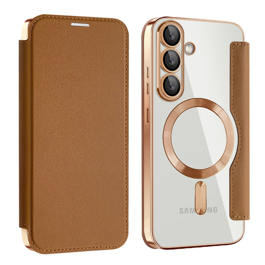 Θήκη MagSafe για Samsung Galaxy S25+ S936, Techsuit, SmartMag Book, Καφέ