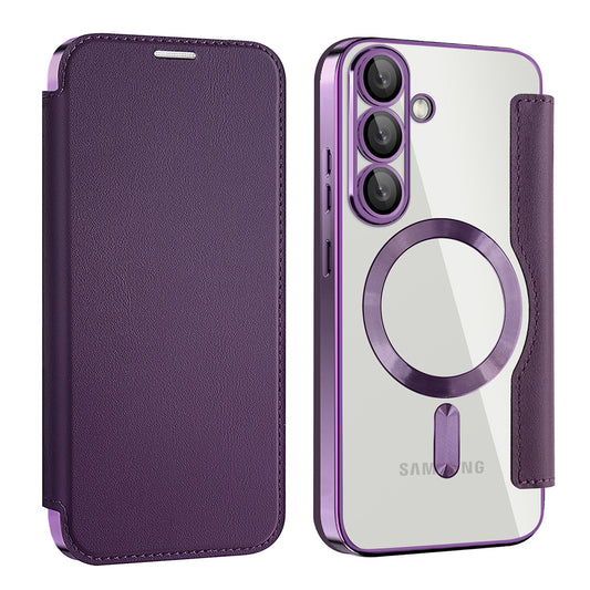 Θήκη MagSafe για Samsung Galaxy S25+ S936, Techsuit, SmartMag Book, Μωβ