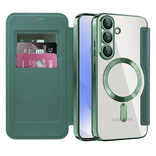 Θήκη MagSafe για Samsung Galaxy S25+ S936, Techsuit, SmartMag Book, Πράσινο