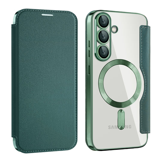 Θήκη MagSafe για Samsung Galaxy S25+ S936, Techsuit, SmartMag Book, Πράσινο